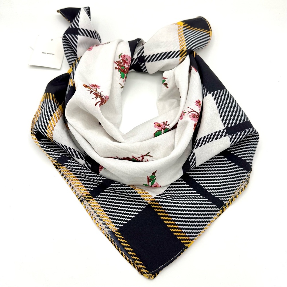 Urban Outfitters Floral Checkered Plaid Scarf